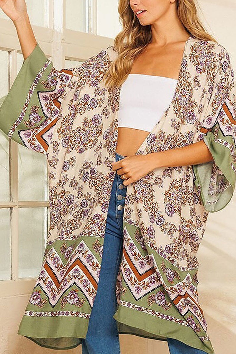 Multi print duster cardigan (EDWT8679)