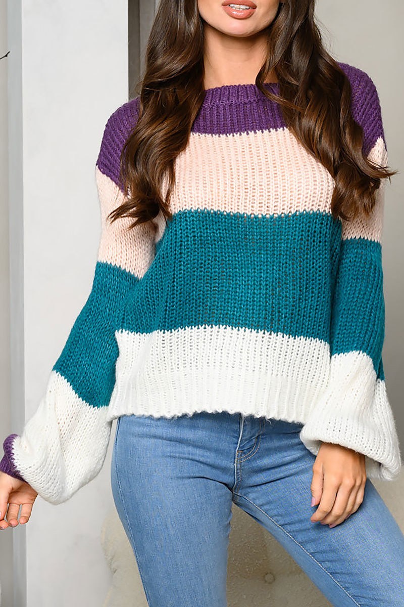 Long sleeve colorblock sweater (EDWT8210)