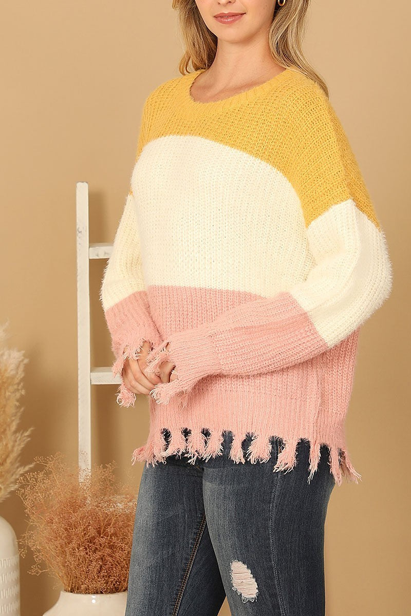 Color block knit sweater (DGS6677)