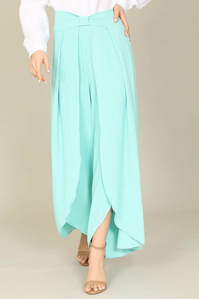 Tulip hem bow waist detail loose fit pants (DGB3805)