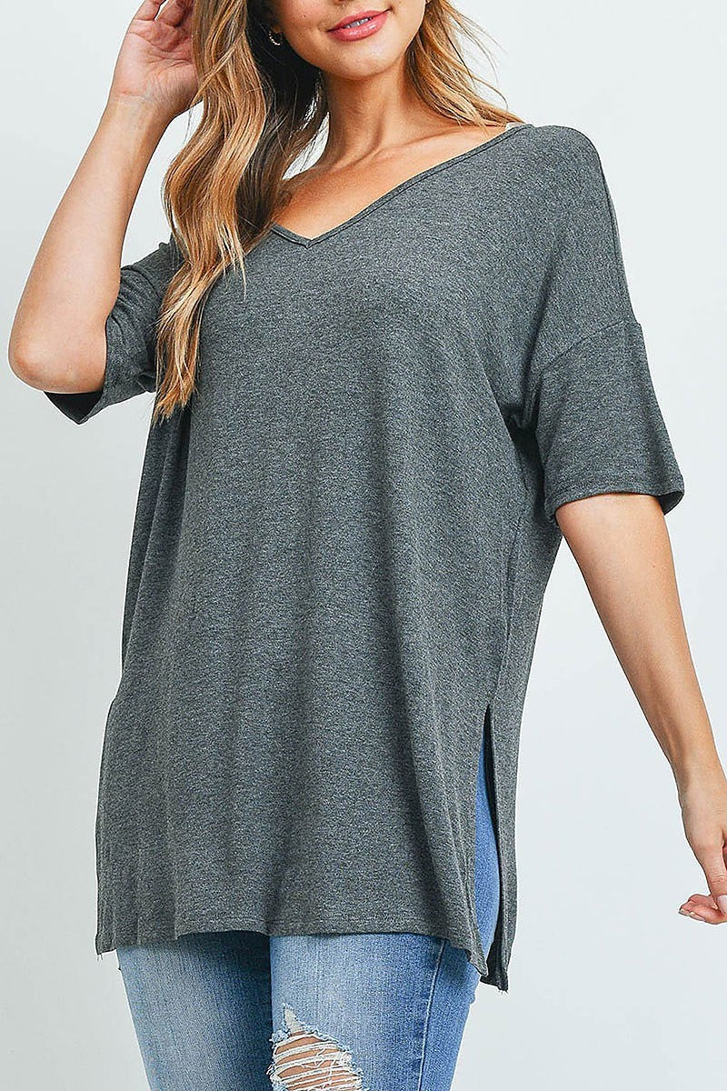 Low back v neck loose fit top (ED9929)