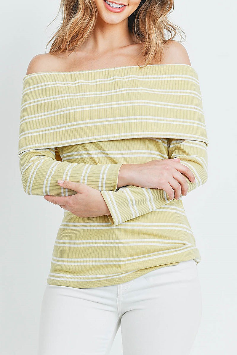 Off shoulder stripe top (ED8584-LAST)