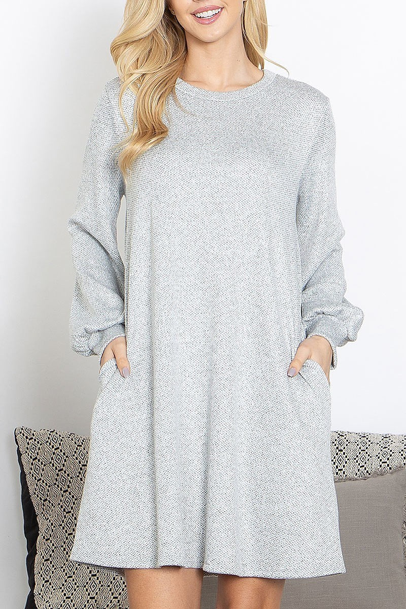 Round neckline long sleeve dress (DED8774)