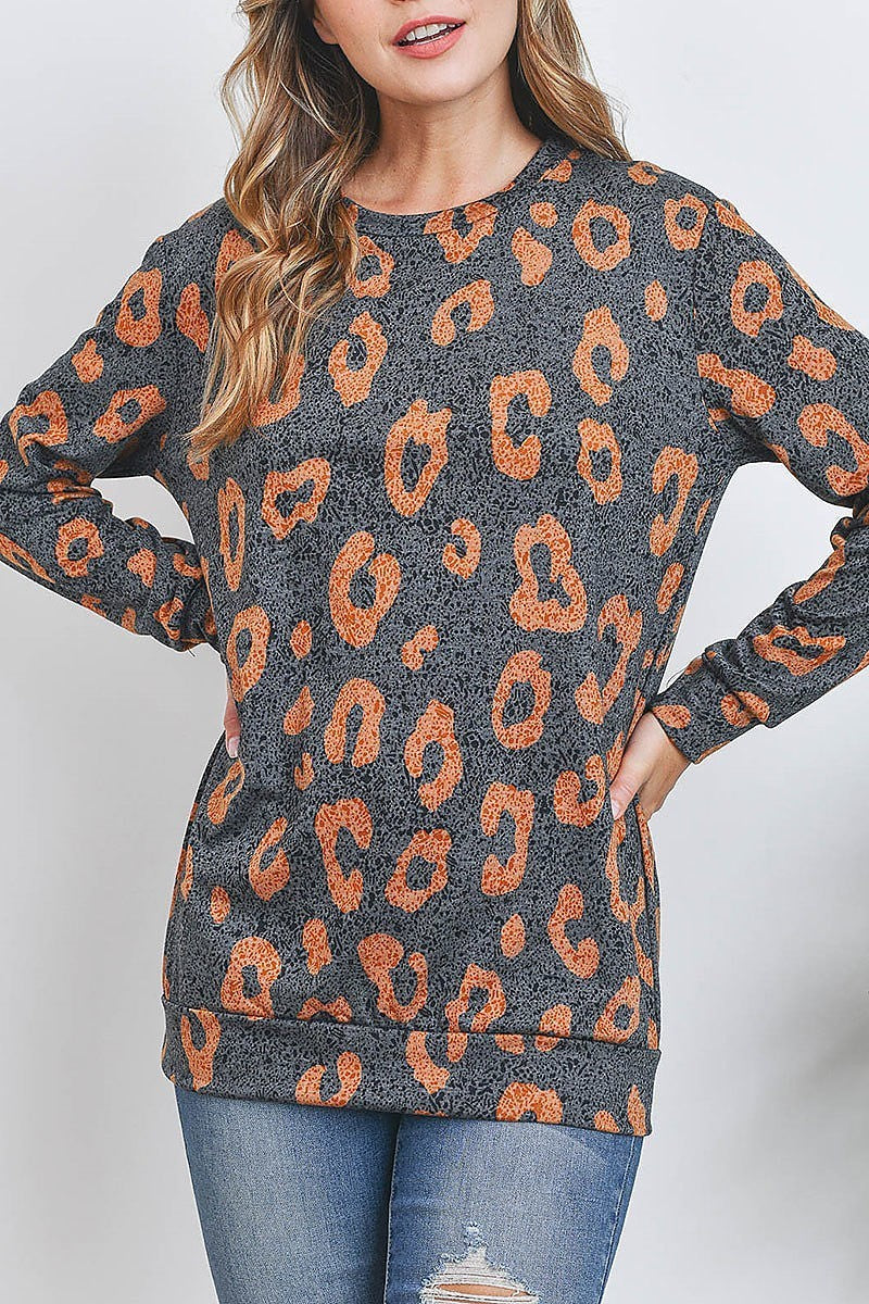 Burn out leopard long sleeve top (EF2632)