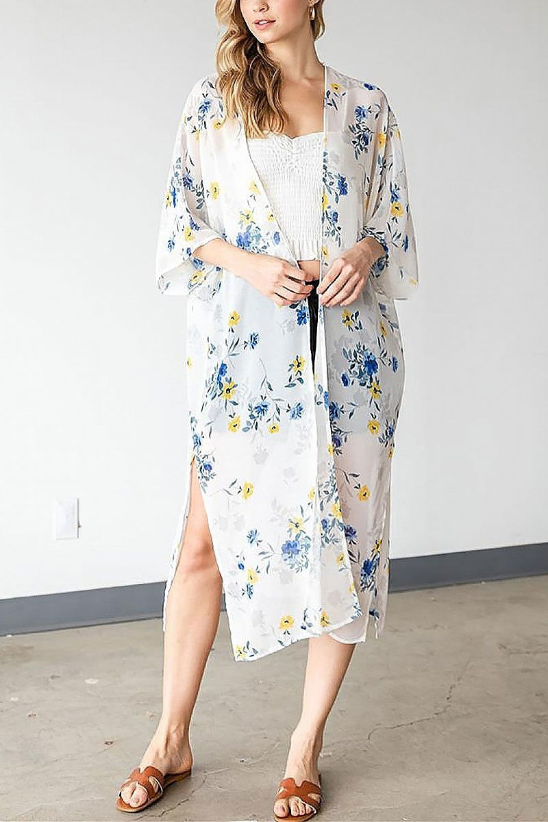 Floral long body cardigan (EF6115)