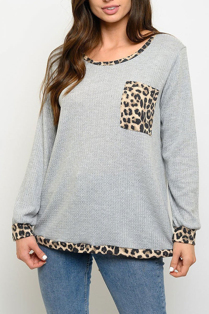 Long sleeve animal print top (EDWT3161-2)