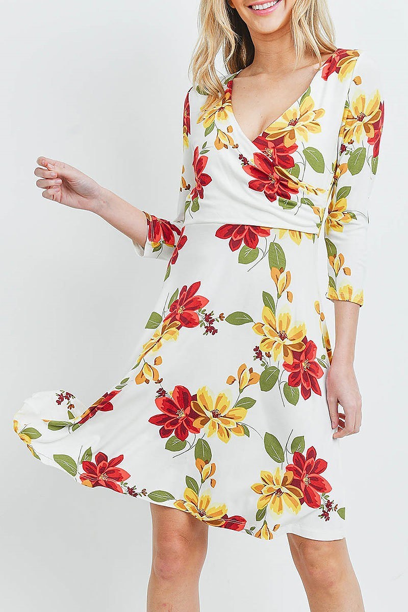 Surplus detail floral print wrap dress (DED5916-LAST)