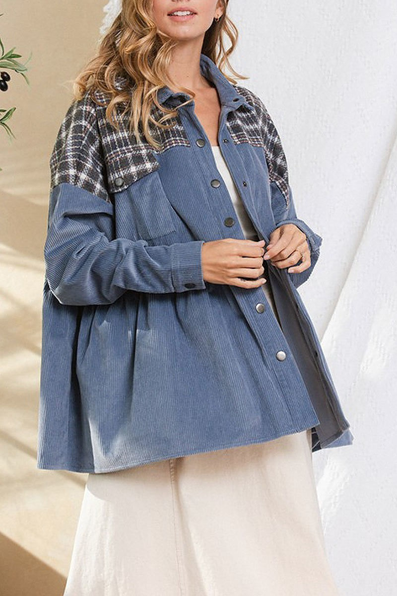 Plaid contrast rib jacket (DGS5966)