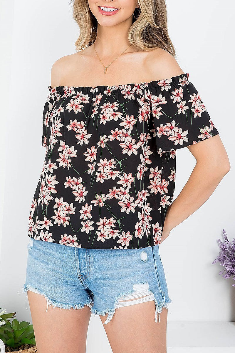 Off shoulder floral print top (EF4062)