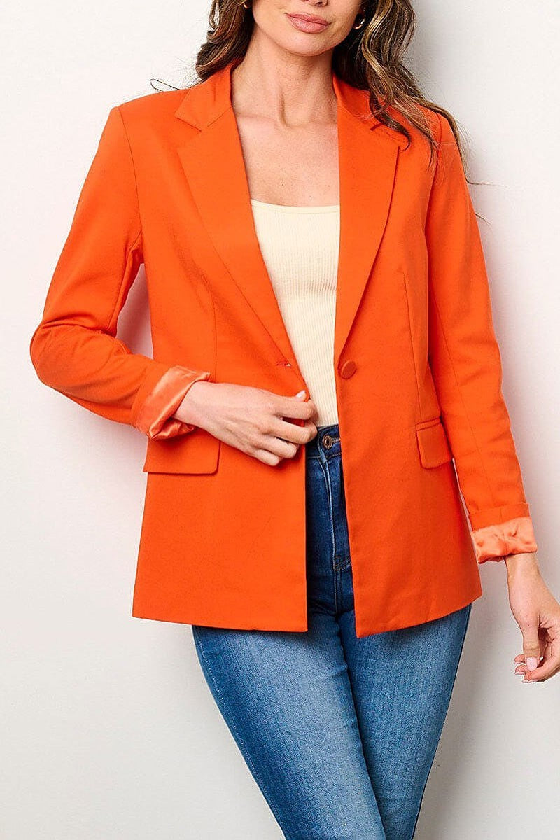 Long sleeves button closure pockets blazer (EFWT9085)