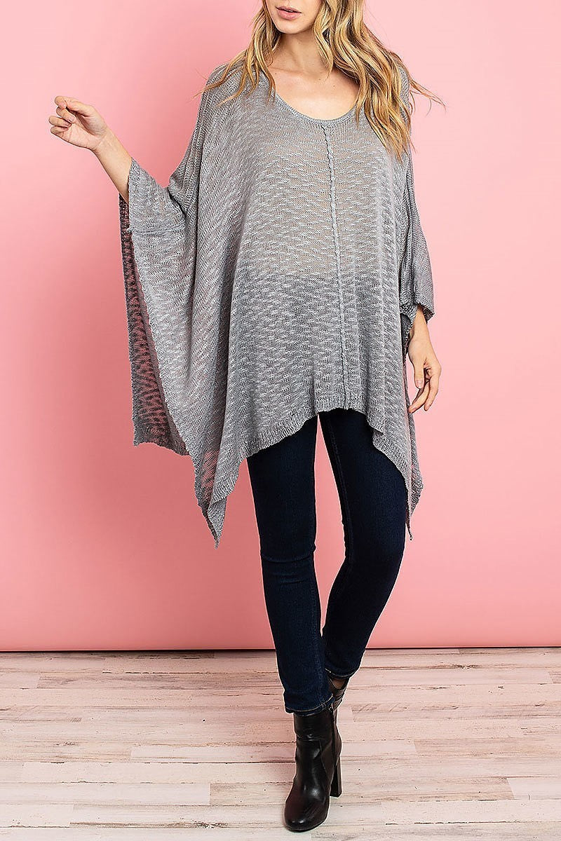 Sheer loose fit poncho top (ED8028)