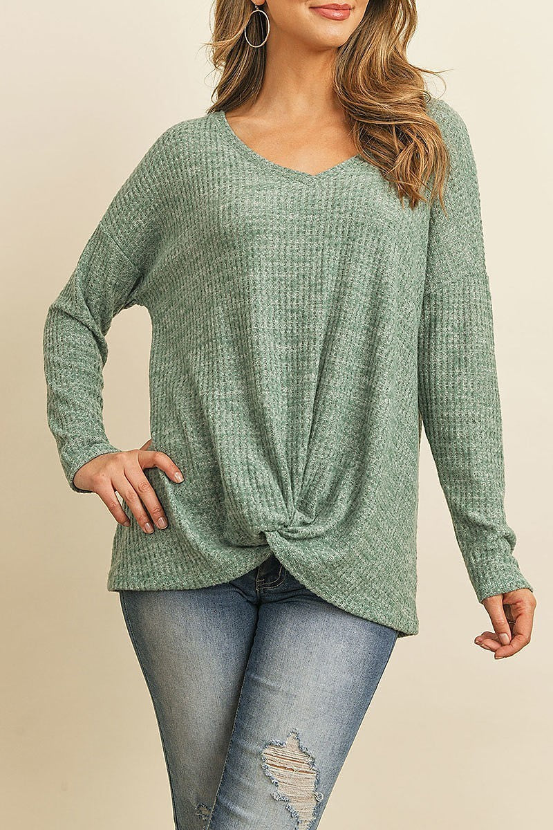 Twist front v neck loose fit top (ED8050)