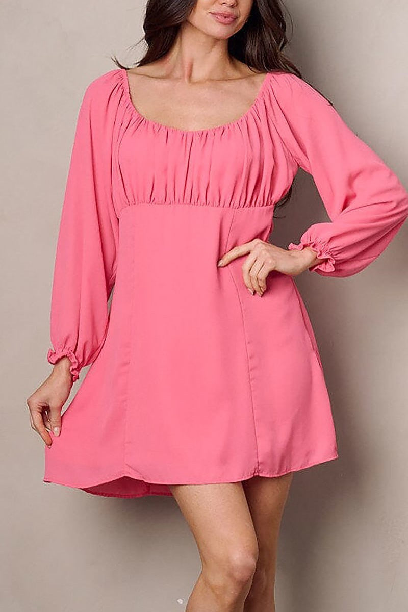 Long sleeve square neck mini dress (EFWT2272)