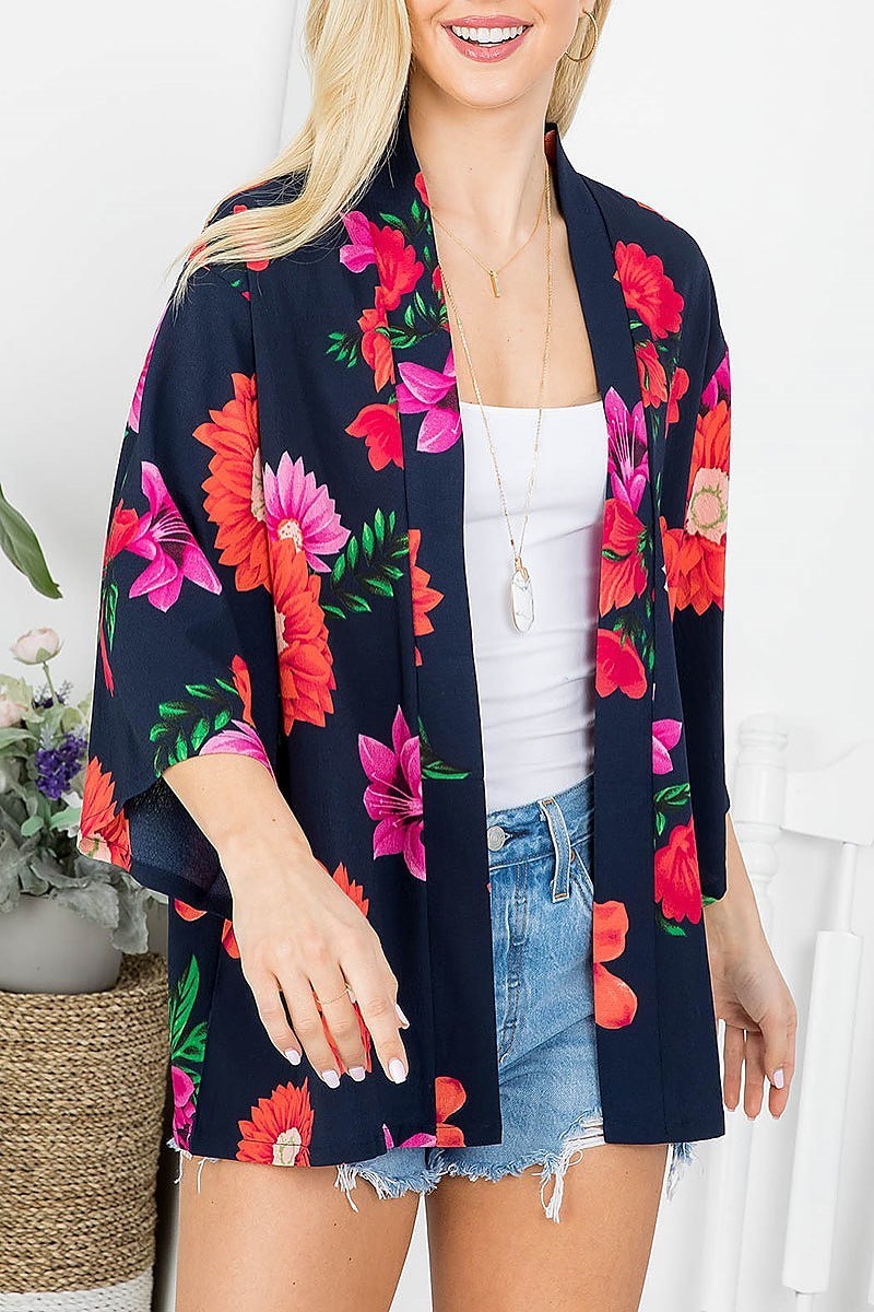 Floral print short cardigan (EF3968)