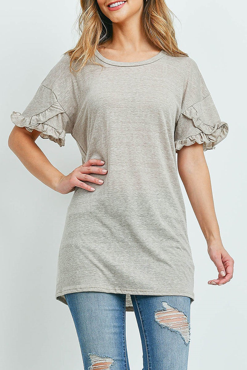 Ruffle detail round neck top (ED9338)