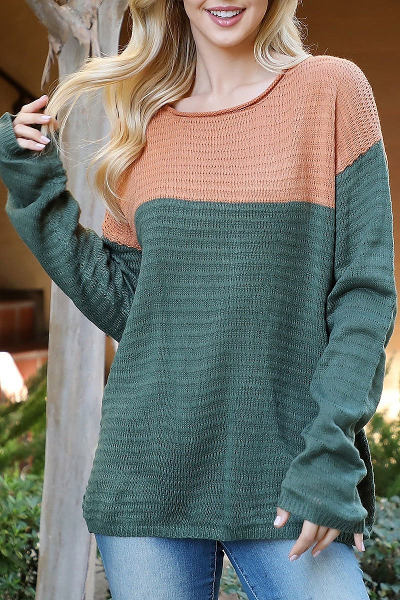 Color block knit sweater (DGS6340)