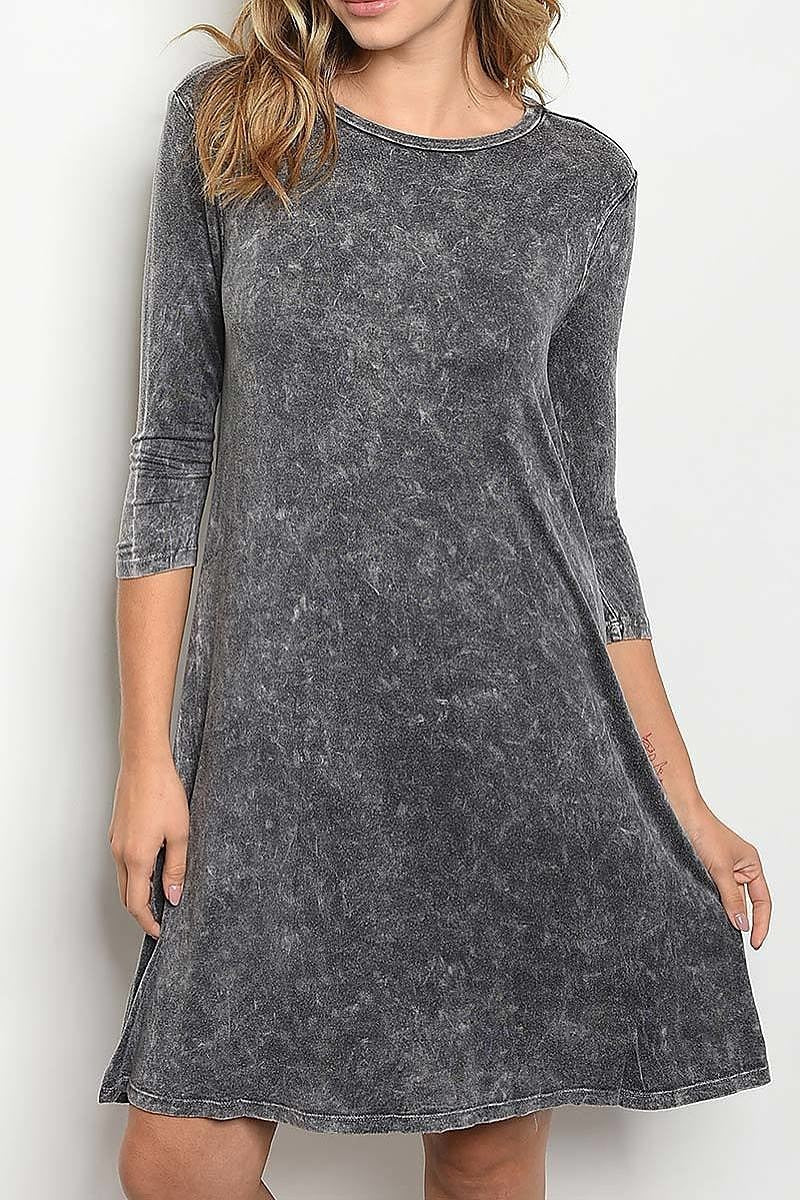 Crew neck wash dress (DED3502-LAST)