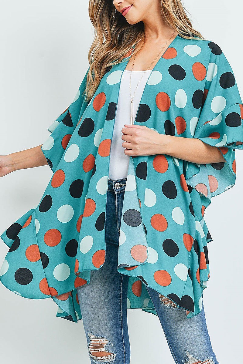 Polka dot ruffle kimono (ED9327)