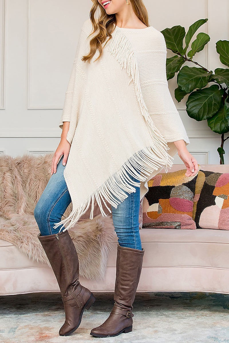 Asymmetric fringe poncho (DGS5881)