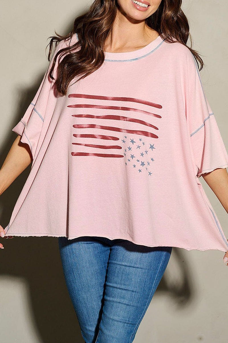 American flag patriotic tunic blouse top (EFWT9753)