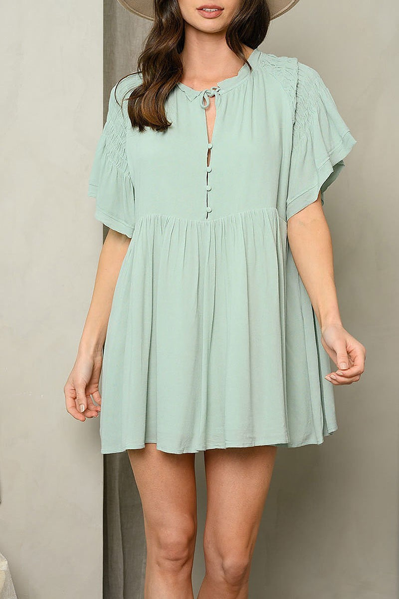 Short sleeve tunic mini dress (EDWT5547)