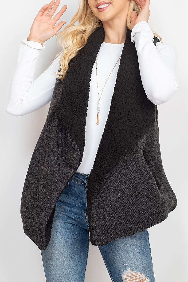 Wool shawl vest with pocket (DGS5295)