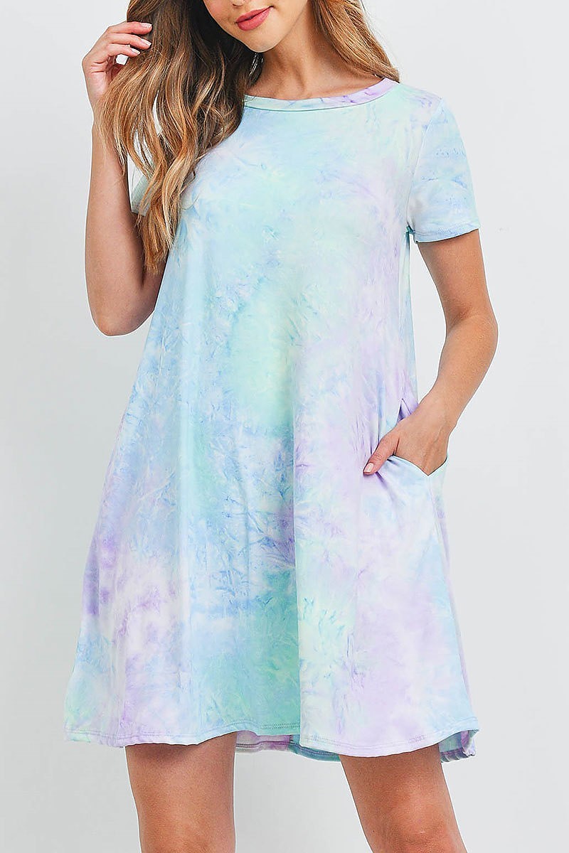 Tie dye pocket swing dress (DED6415)