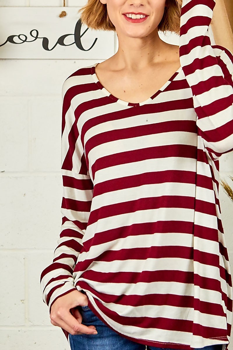 Long sleeve stripe top (EF4885)