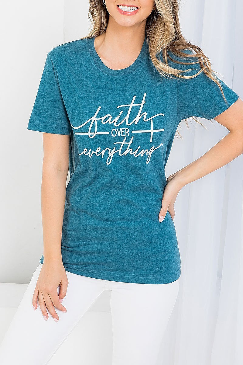 Faith over everything graphic tee top (EF3540)