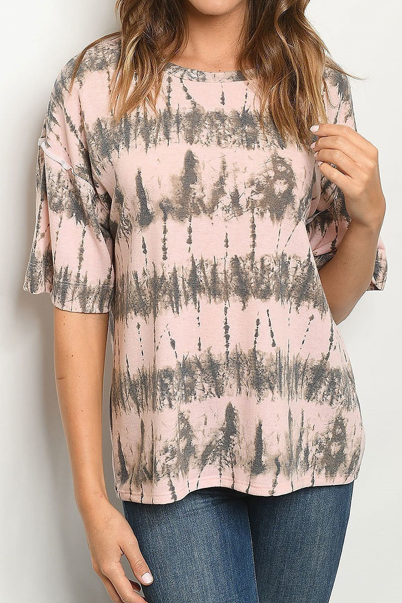 Round neck loose fit tie dye top (ED7372-1)