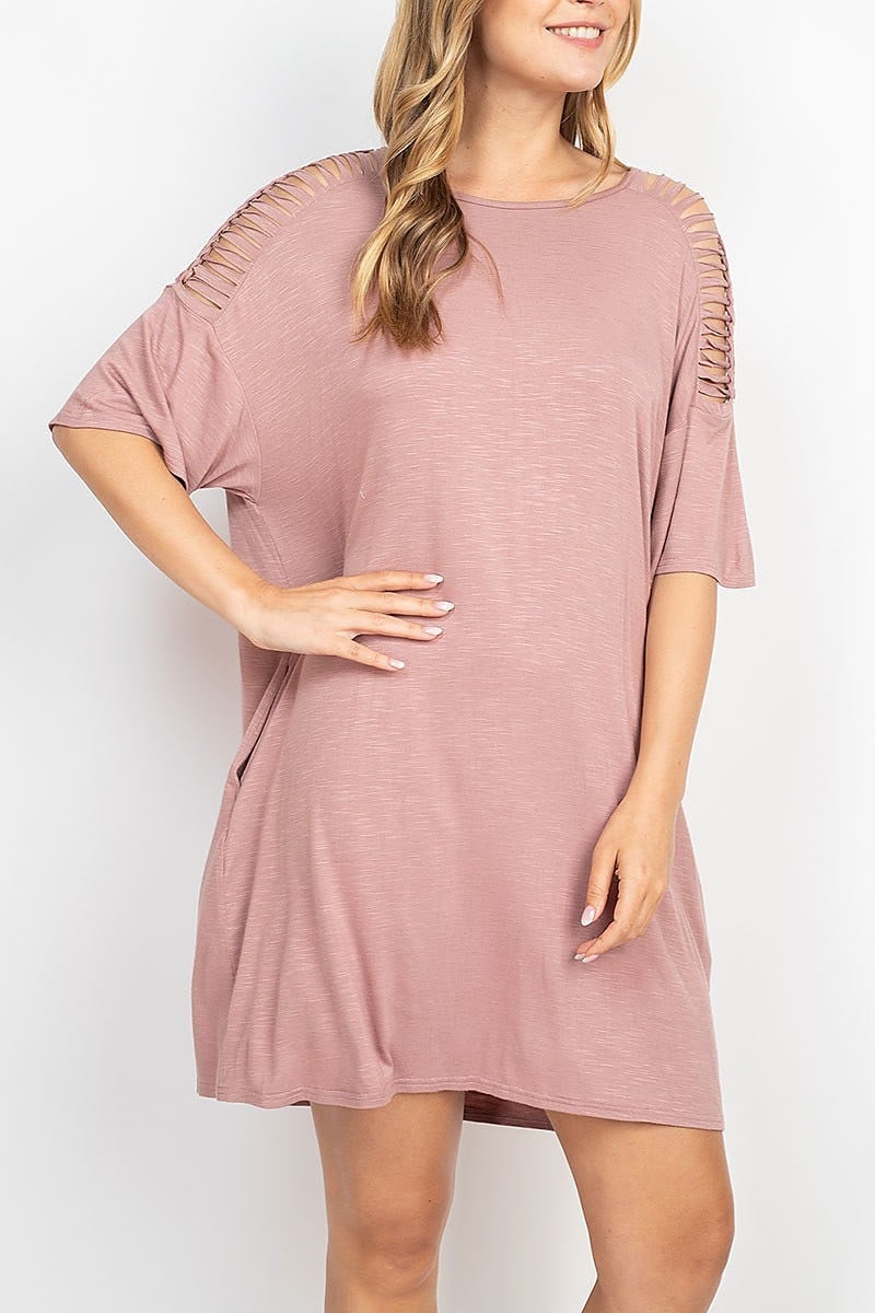 Cutout detail shoulder tunic dress (DED6835)