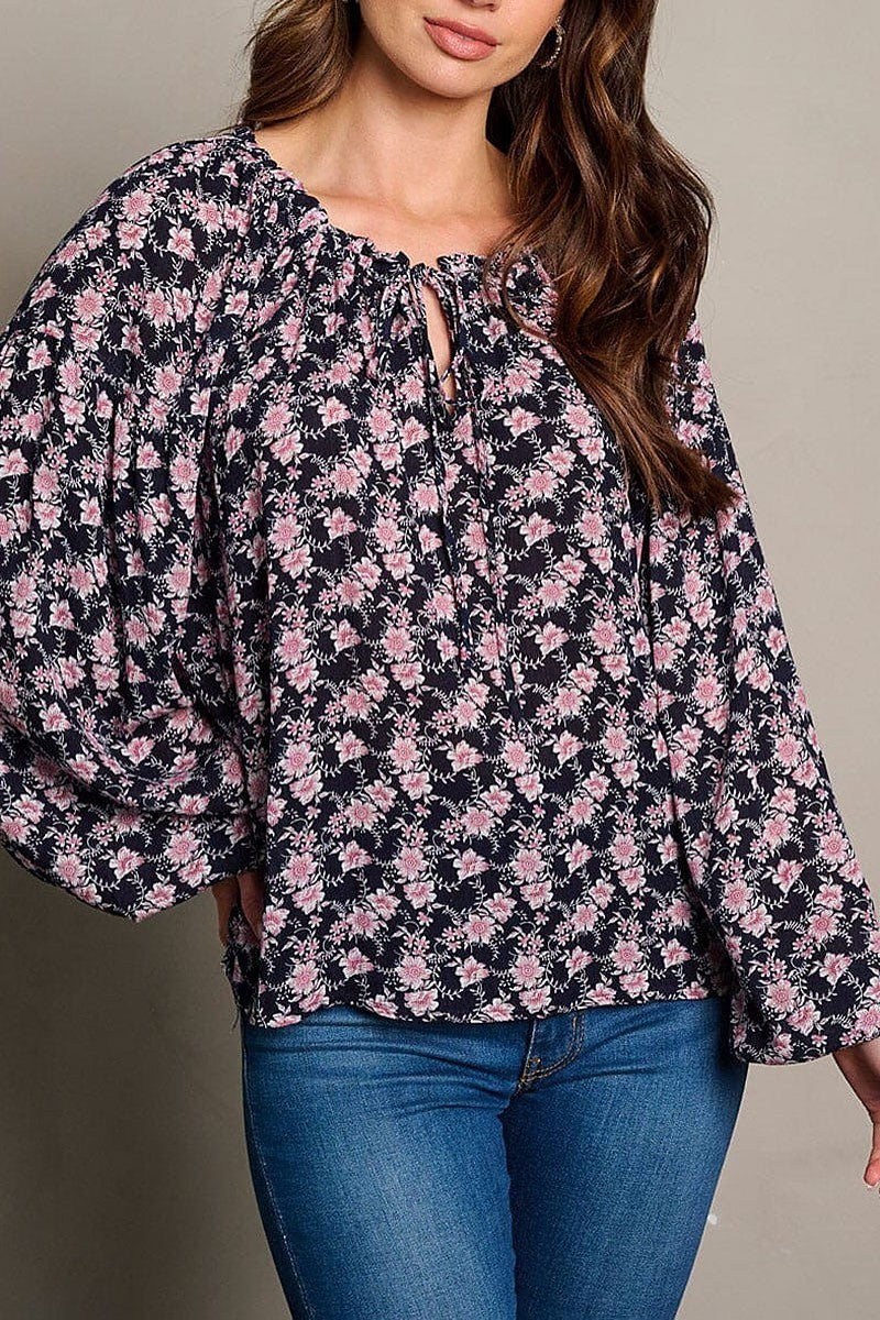 Long sleeve tunic floral blouse top (EGWT2060)