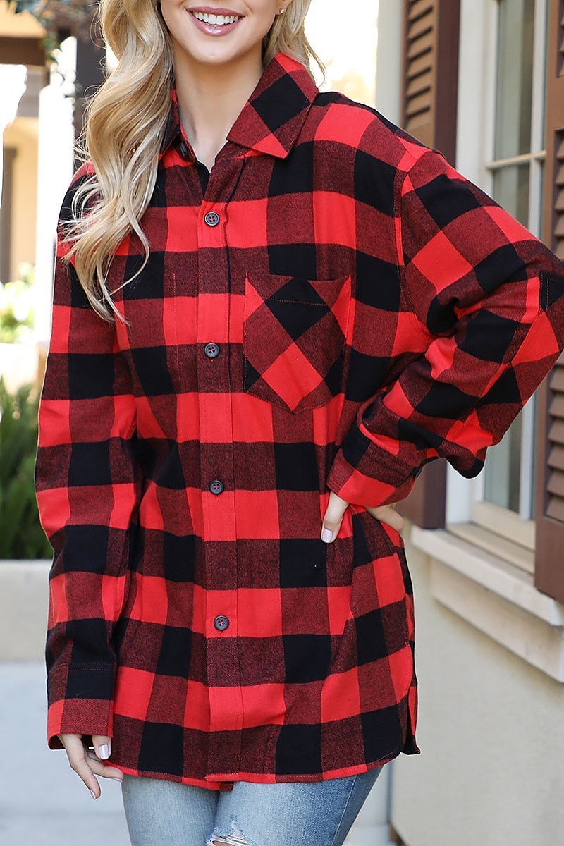 Plaid button detail shacket (DGS6335)