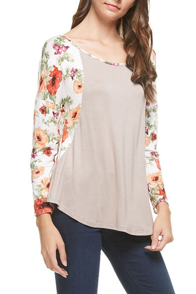 Floral raglan sleeve top (EF5034)