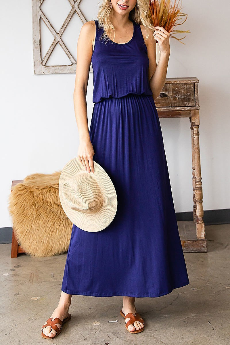 Tank top elastic waist maxi dress (DED8392)