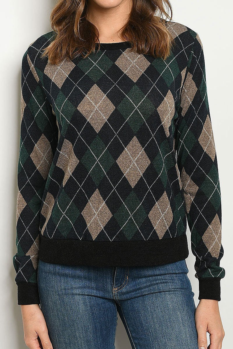 Checkered round neck sweater (DGS4834-LAST)