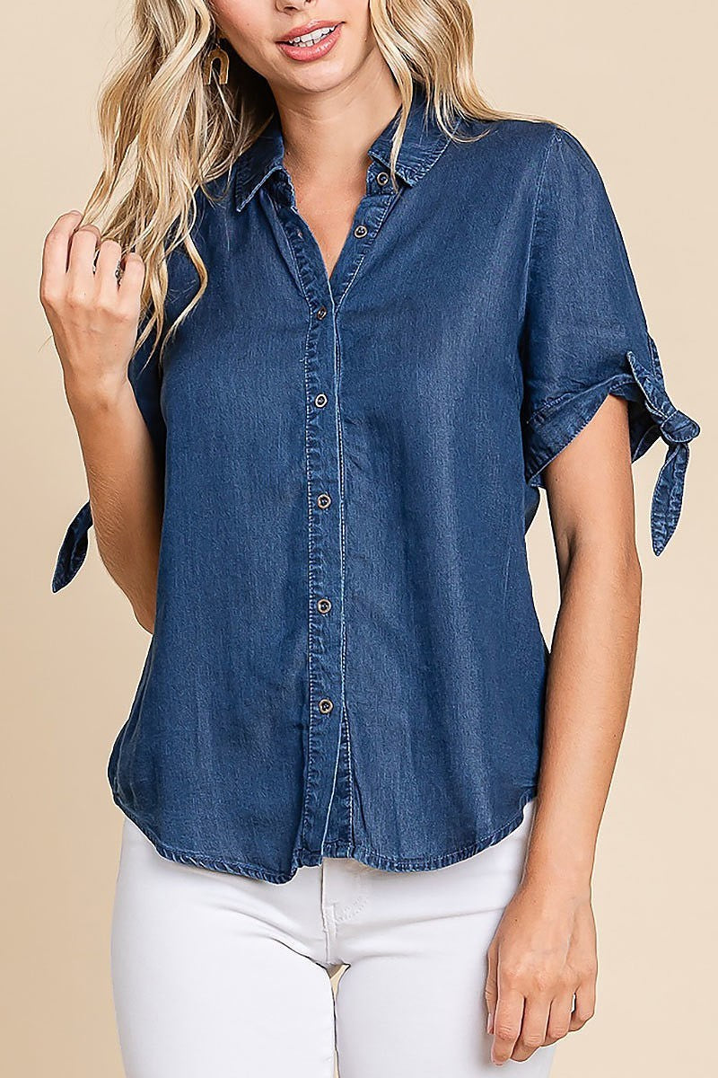 Lyocell chambray button-down shirt (EDH1626)