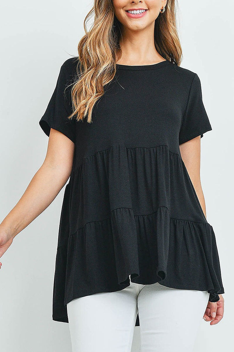 Tiered layered round neck top (ED9948)