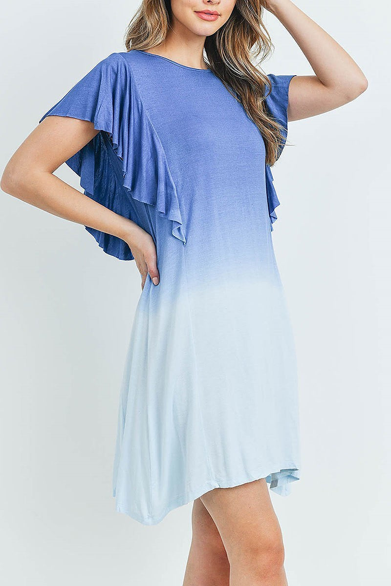 Ruffle detail tie dye tunic dress (DED5815-1)