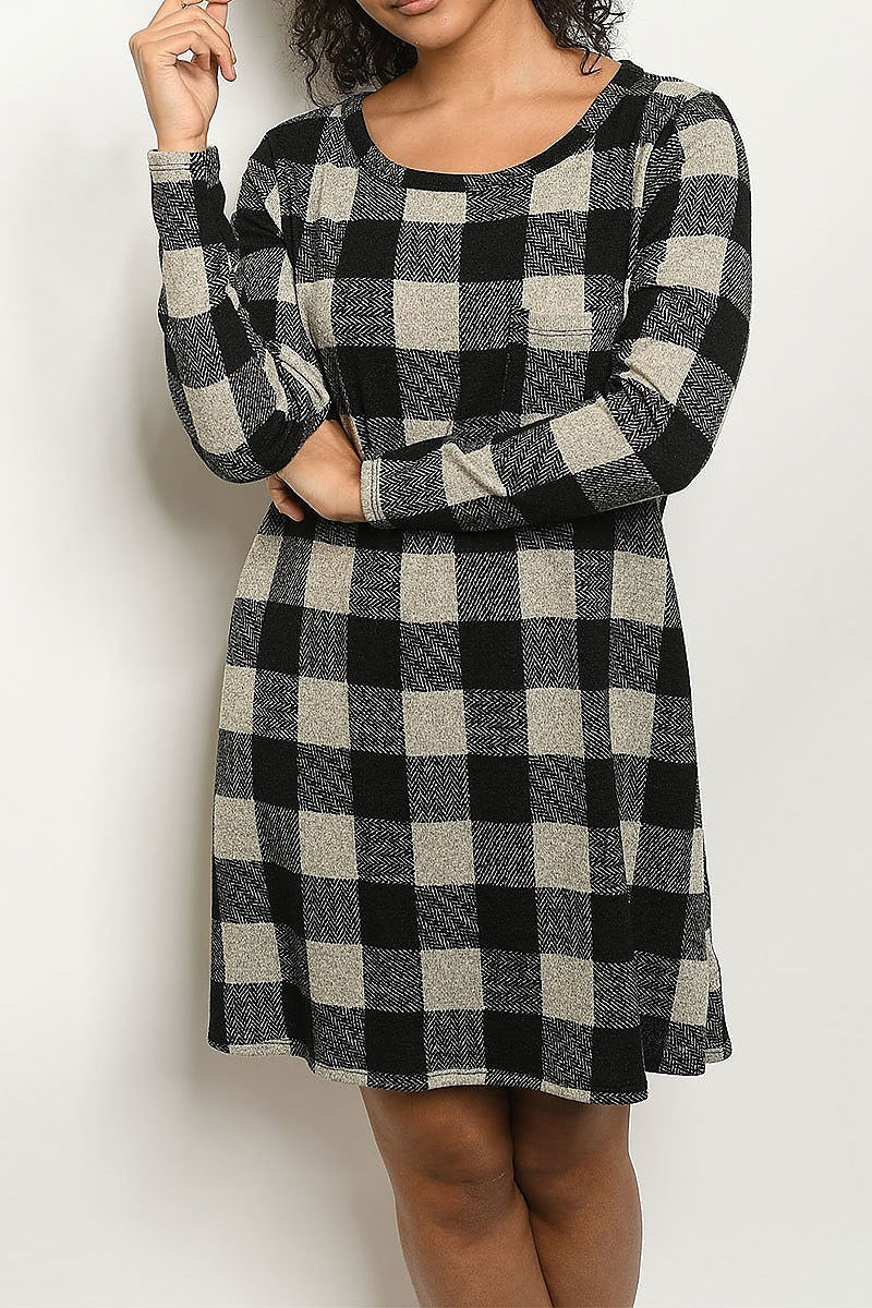 Pocket detail checker tunic dress (DED5545)