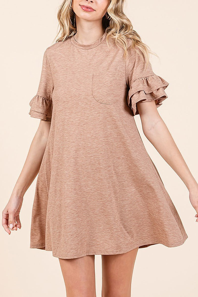 French terry pocket t-shirt dress (EDH2164)