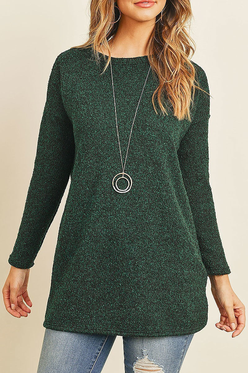 Long sleeved two toned hacci tunic (ED8147)