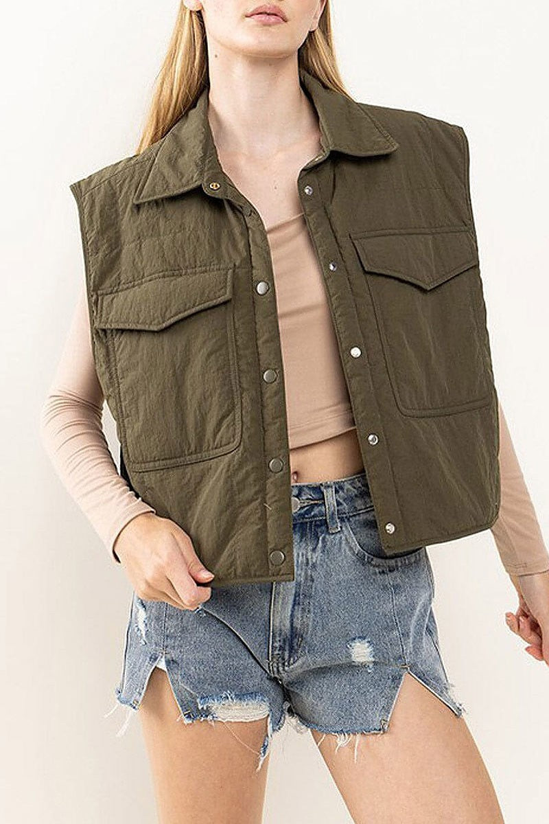 Button closure front pockets vest (EFWT6193)