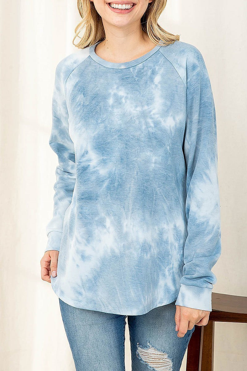 Tie dye long sleeve pullover top (EF2656)