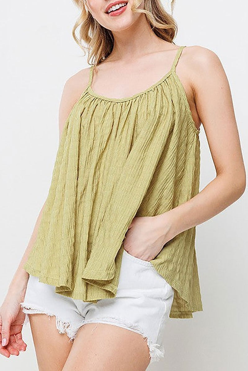 Shirred pleated cami top (EDSW4480)