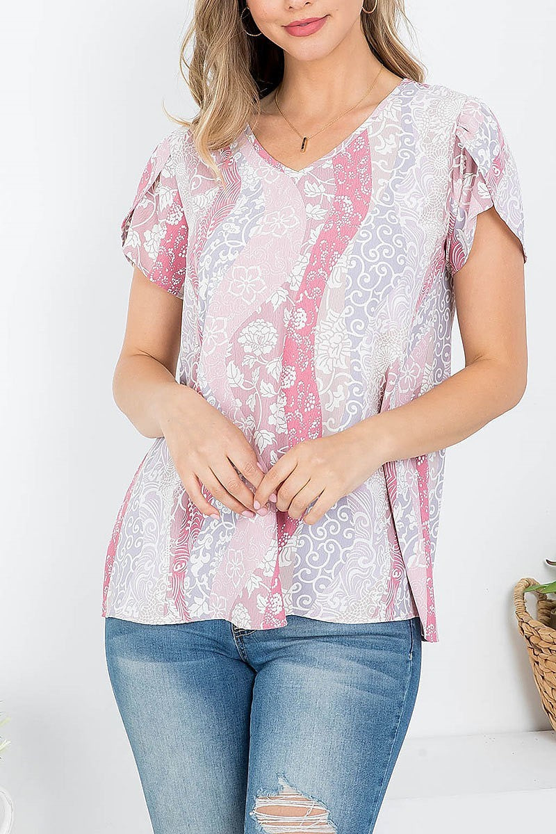 Floral morocan printed top (EF4376)