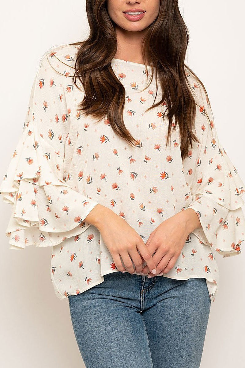 Ruffle sleeves floral top (EDWT2586)