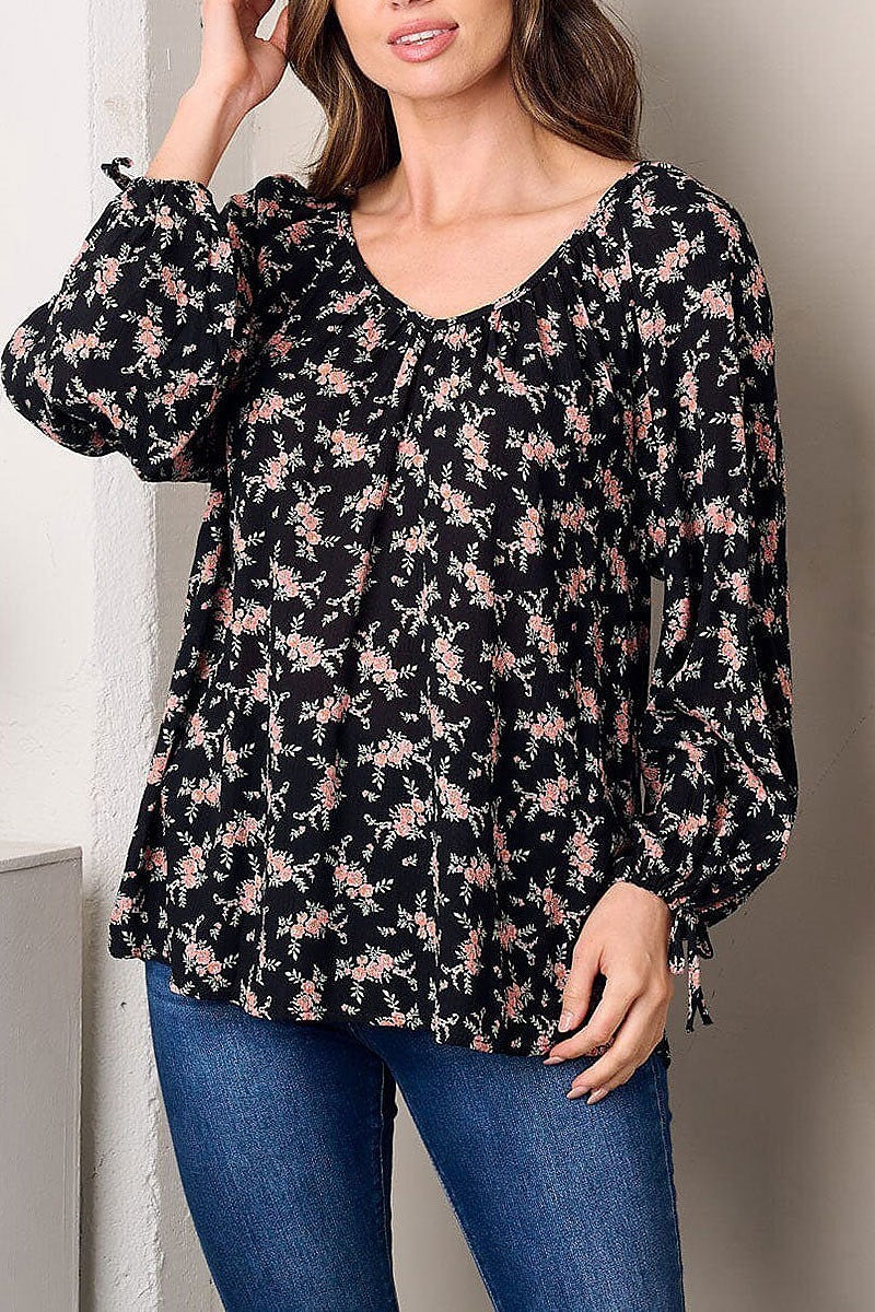 Long sleeve tunic floral top (EFWT3000)