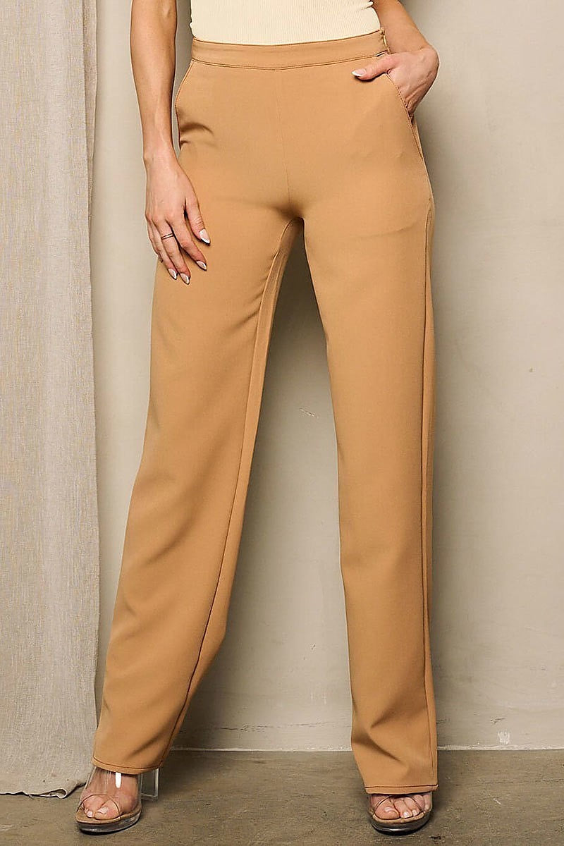 Zip up pockets straight leg pants (EFWT4492)