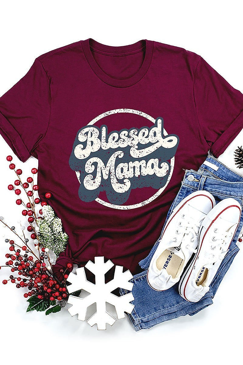 Blessed mama graphic top (EF3739)